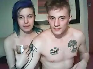 Horny teenage couple shagging on webcam