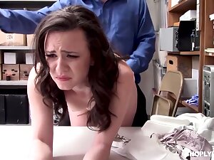 Alex More was caught shoplifting, so a security guy used an opportunity to fuck her brains out