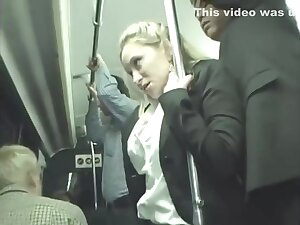 Blonde to orgasm on bus