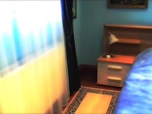 Milf in panties does european handjob to fat guy