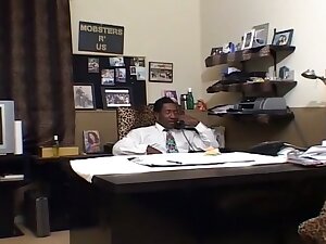 Hairy Black Babe Giving Boss Sex