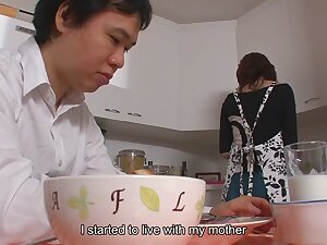 Yoshioka Nanako is satisfying her step- son with her lips